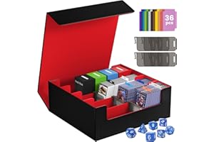 SFSOC 3500+ Trading Card Storage Box,4-Row MTG Deck Box with 36 Dividers & 8 Stoppers,Commander Deck Case Fits For Toploaders, Magnetic Card Holder,TCG,YugiOh and Sport Cards