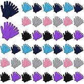 Handepo 100 Pair Winter Gloves Bulk Warm Knitted Stretchy Gloves Bulk for Men Women Homeless Charity Donation