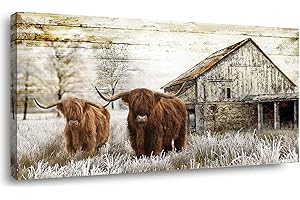 Cow Decor Highland Cow Wall Art Cow Pictures Wall Decor Cow Print Farmhouse Wall Decor Large Wall Art For Living Room- Abstra