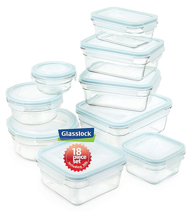 Snaplock Lid Tempered Glasslock Storage Container Airtight 18pc Set