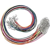 PATIKIL 16"x0.06" Necklace Cord, 20 Pcs Waxed Leather Necklace String Rope Bulk with Clasp for Jewelry Making Supplies Beading Supplies Pendants Bracelet Chains, Multicolor