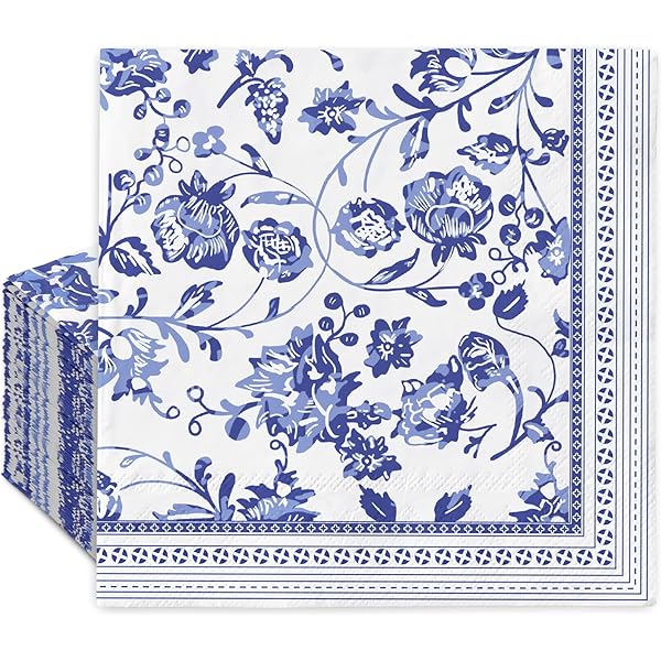 Aazon.co: AnyDesign 100Pcs Floral Guest Napkins Disposable Black White Wildflower Paper