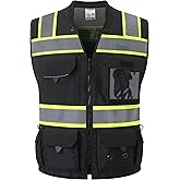 JKSafety Hi-Vis Unisex Surveyor Safety Vest Heavy Duty PPE Inner Pockets ANSI/ISEA Compliant