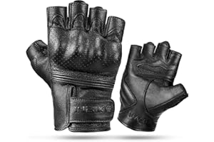 INBIKE Fingerless Motorcycle Gloves Summer Breathable Goatskin Leather Wear Resistant Hard Knuckle
