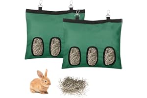 YUUNHEG 2PCS Rabbit Hay Feeder,3 Hole Hay Bag for Rabbits, Washable Hanging Small Animal Feeder for Guinea Pig Bunny Chinchillas Hamsters and Other Pets