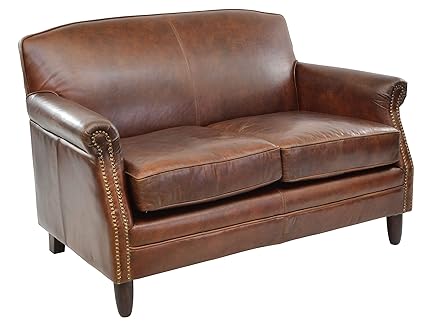 East West At Home Vintage Studded Sofa Fixed Leather 125x78x75