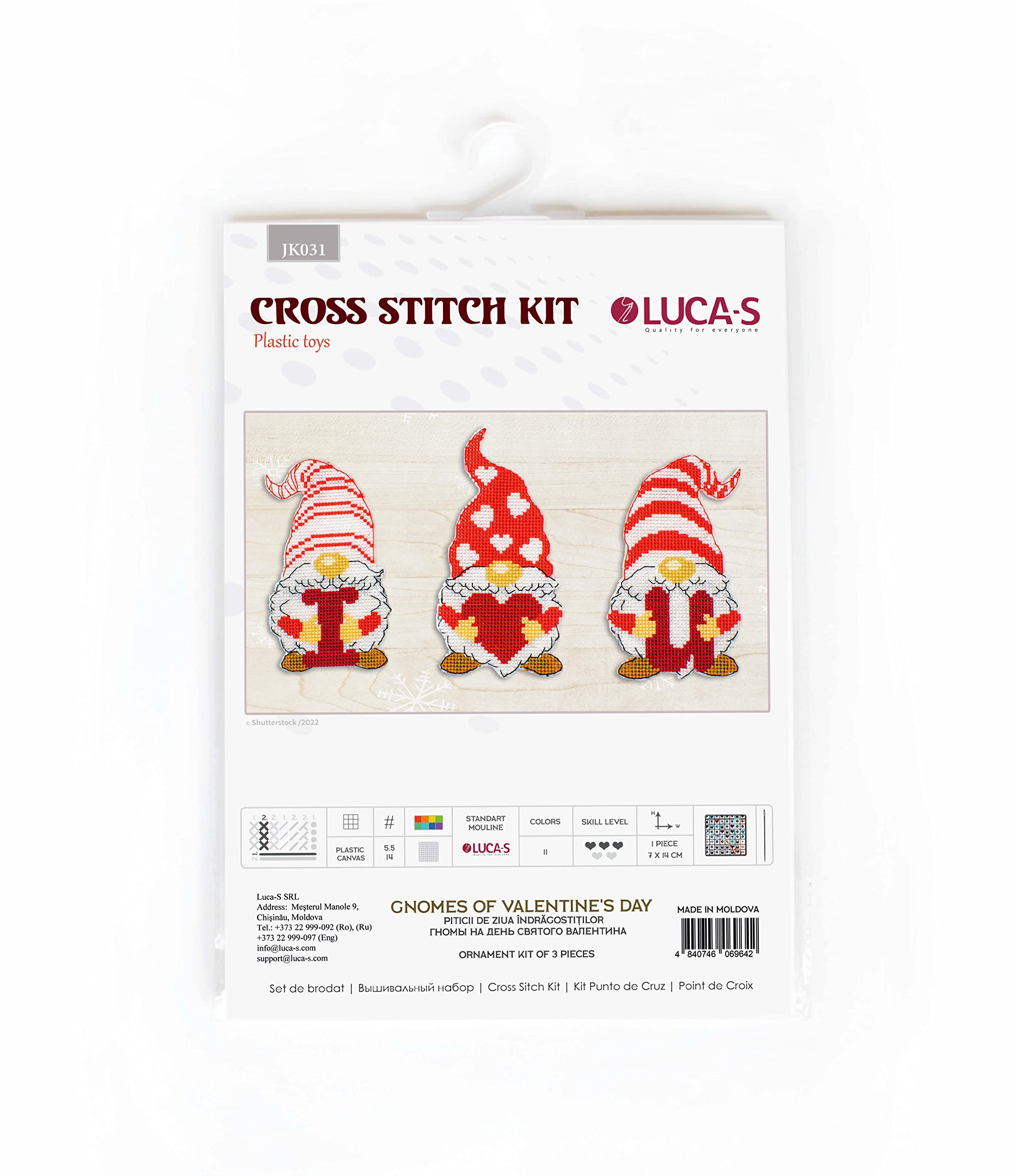 Luca-S Toys Cross Stitch Kits - Gnomes of Valentine's Day JK031