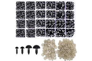 Safety Eyes, 800 Pieces Black Safety Eyes, 6mm 8mm 10mm 12mm Plastic Safety Eye and Washers for Doll, Plush Animal, Craft (40