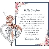IEFLIFE Valentines Gifts for Daughter - 14K White Gold Plated Rose Heart Necklace Jewelry, Valentines Gifts for Daughter from Dad Daddy, Valentine Birthday Necklace Gift for Her Women from Dad Father