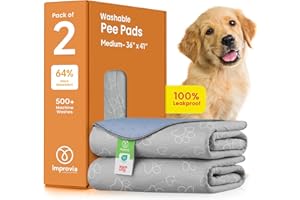 IMPROVIA® Reusable Puppy Pad – Waterproof, Extra-Absorbent, Washable Pee Pad for Dog Training, Whelping, & More – Protect Your Floors & Pet with Quick-Drying Potty Pad (Medium - 36"x41")