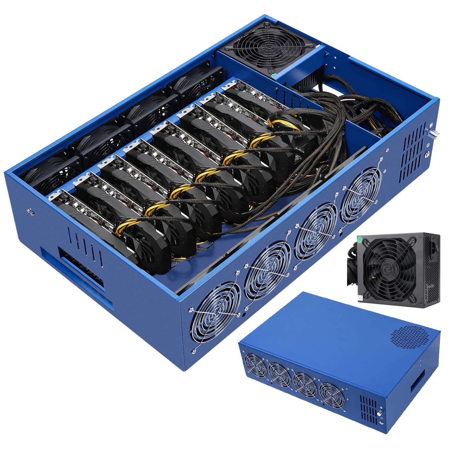 Telaio Mining Per GPU ATX – Staffa Ispessita Per 8 Schede Video, Compatibile ITX/Mini ATX, In Metallo, Per Mining Di Criptovalute