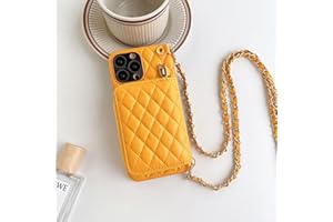 for iPhone 16 Pro Case Wallet for Women, Stylish Crossbody Wallet Case with Detachable Chain Strap&Card Slots Holder, Quilted