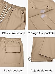 PLEPAN Men's Casual Cargo Pants with Drawstring