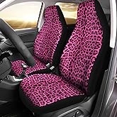 Bulopur Car Seat Cover Pink Black Leopard Print for Women Girls Stretch Universal Auto Interior Decoration Fit for Car SUV Sedan Truck