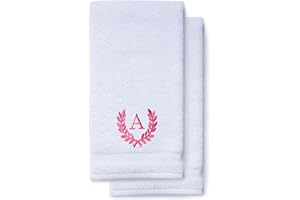 TURQUAZ Decorative and Monogrammed Hand Towels for Bathroom Kitchen Makeup | Personalized Gift for Wedding-Bridal | Roman Font Custom Luxury Turkish Towel | Spa Collection, Oversized, 16 X 30 Inch, Set of 2