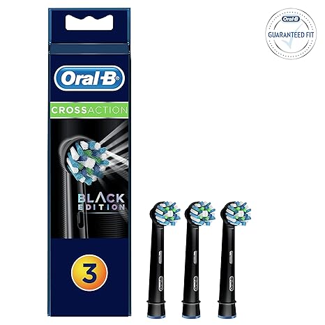 Oral-B CrossAction Black Edition Aufsteckbürsten, Borsten im 16-Grad Winkel für eine überlegene Reinigung, 3 Stück, schwarz