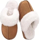 OOW Fuzzy Slippers for Women Cozy Faux Fur House Shoes Memory Foam Slippers | Winter, Warm Slippers, Cushioned Insole, Non-slip Outsole, Indoor and Outdoor, Great Gift for Women