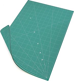 MAXKO Schneidematte 90 x 60 cm, selbstheilend, metrische Einteilung Schneideunterlage/Schreibtischunterlage / A1 / 90x60 / Winkelmaße 15° - Farblich Sortiert (Blau / Grün )