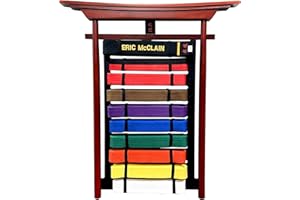 AAMA Martial Arts Taekwondo Karate Judo Jiu Jitsu 10 Level Wall Mountable Wooden Budo Belt Display