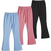 Jimonda Girl Flare Leggings 3 Pack Girl Bell Bottom Pants Mid Waist Soft Stretch Casual Pants for Kids Teen Girl School Pants