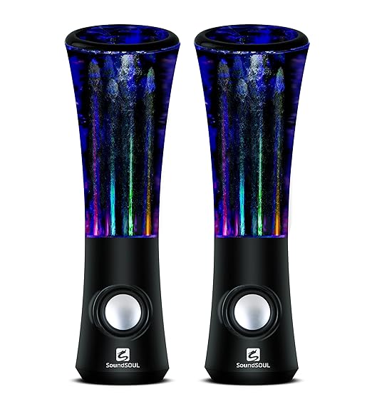 SoundSOUL Mini Altavoces de Agua Bailando Músical Amplificador que conectar mediante jack de 3,5mm y sin batería para PC / Móviles / Tabletas (Negro )