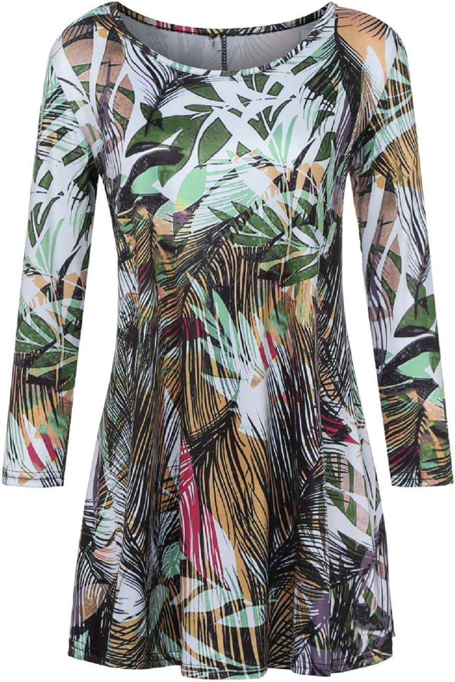 Wintialy Fashion Womens Casual Floral Print Shirts 3/4 Sleeves O-Neck Tunic Blouse Tops