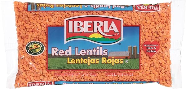 IBERIA RED LENTIL BEANS, 12 OUNCE