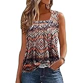 Zeagoo Womens Tank Tops Summer Sleeveless Loose Fit Square Neck Pleated Shirts Banded Basic Casual Trendy Clothes