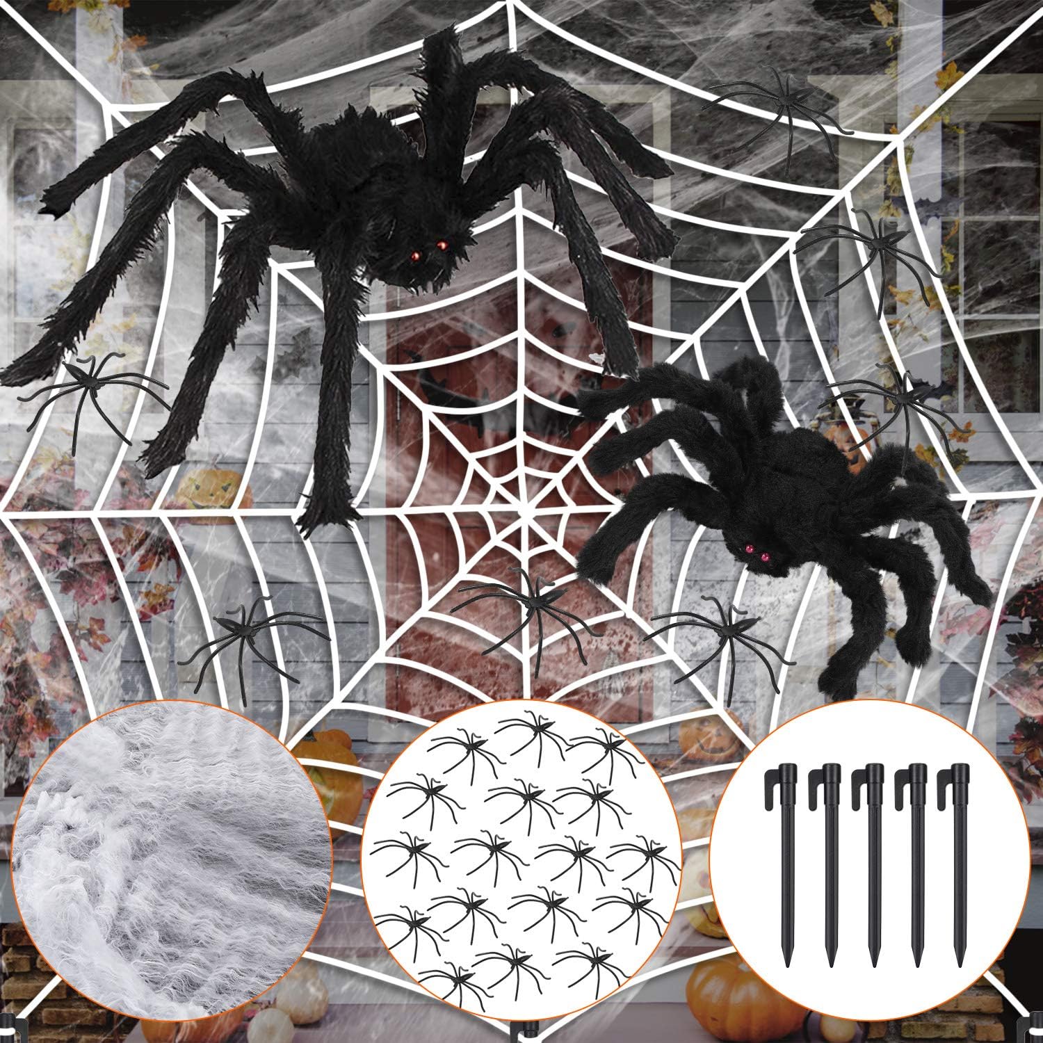 142&quot;Halloween Decorations Round Spider Web,Small Super Stretch Cobwebs