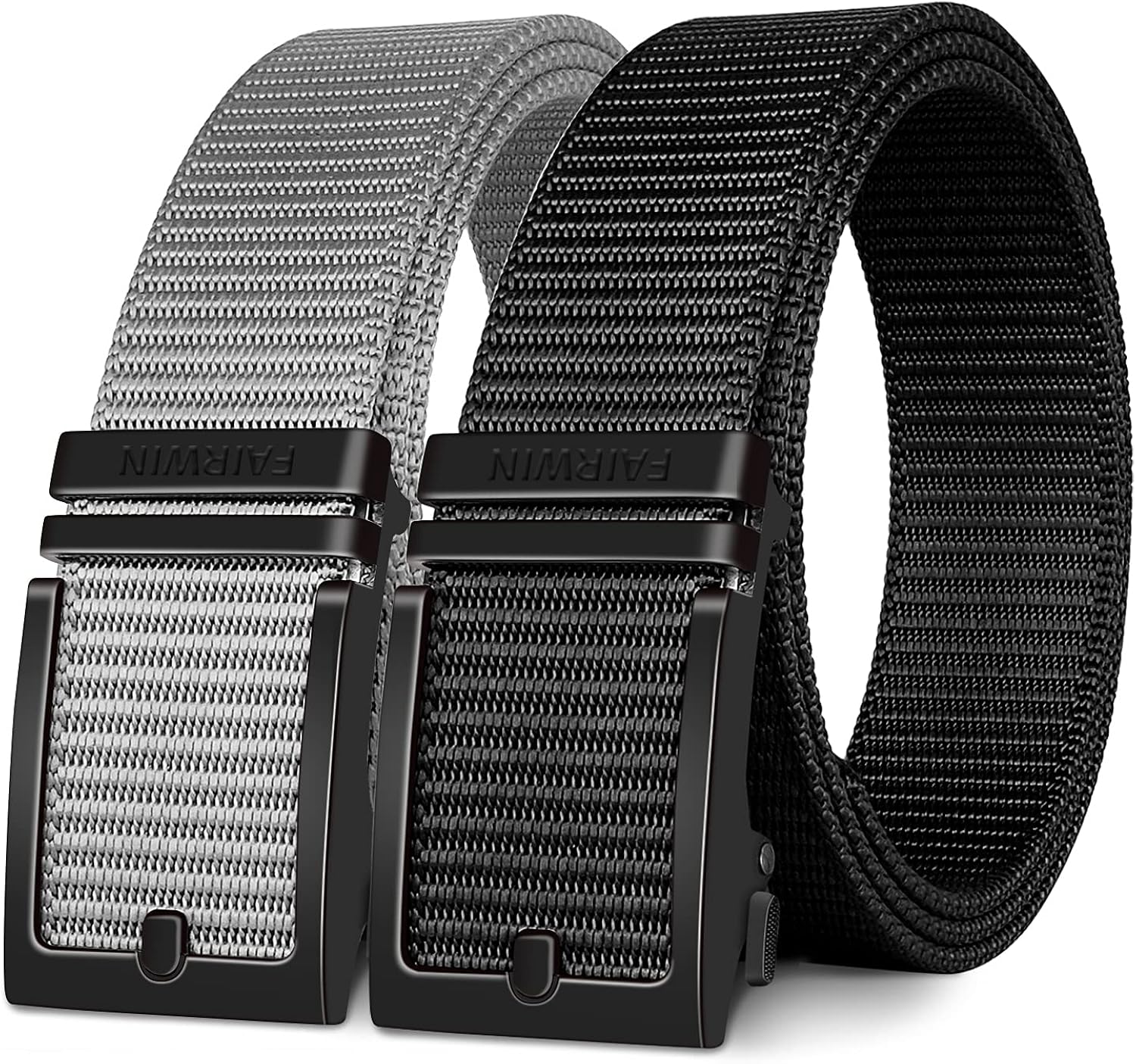 Fairwin Ratchet Belts for Men, 2 Pack Golf Belts for Men Adjustable Mens Belts for Jeans with Automatic Slide Buckle: Clothing