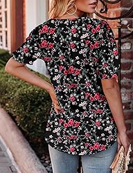 KISSMODA Women's Tunic Tops Casual V Neck Short