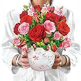 Freshcut Paper Pop Up Cards, Blooming Roses, 12 Inch Life Sized Forever Flower Bouquet 3D Popup Greeting Card, Anniversary Cards, Valentine's Day Card, Blank Notecard & Envelope
