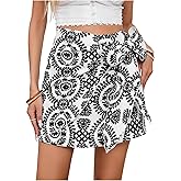 Milumia Women's Summer Boho Wrap Mini Skirt Allover Print High Waisted Knot Side Short Vacation Beach Skirt