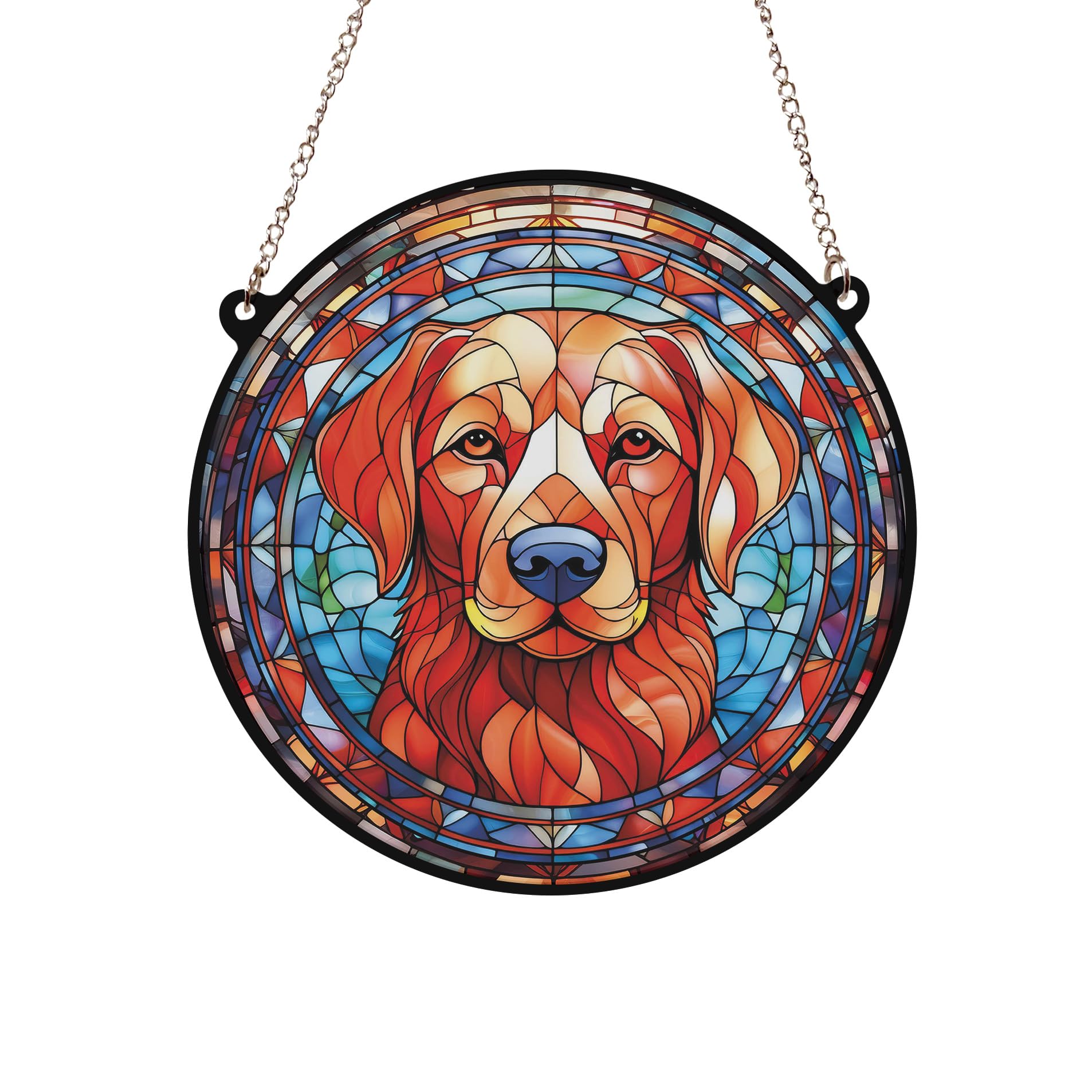 Image Industry Labrador Fox Red Stained Glass Effect Suncatcher - Garden Gift - Dog Gift - Pet Memorial (19cm)