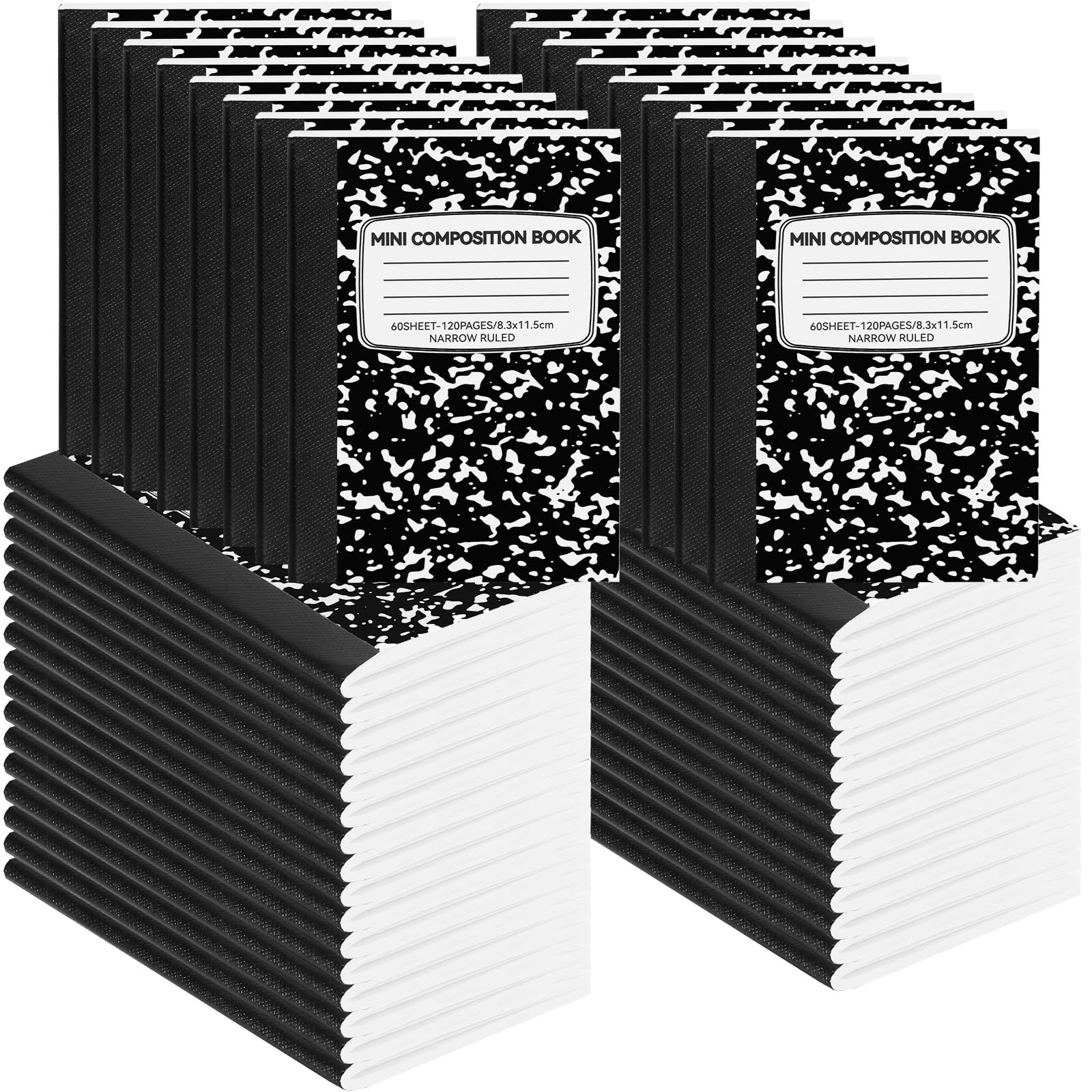 Photo 1 of UZLU 48 Pack Mini Composition Notebooks Bulk College Ruled Half Composition Notebook 4.5" x 3.25" Narrow Ruled Small Pocket Marble Journal 60 Sheets for Kids Students Office School Supplies