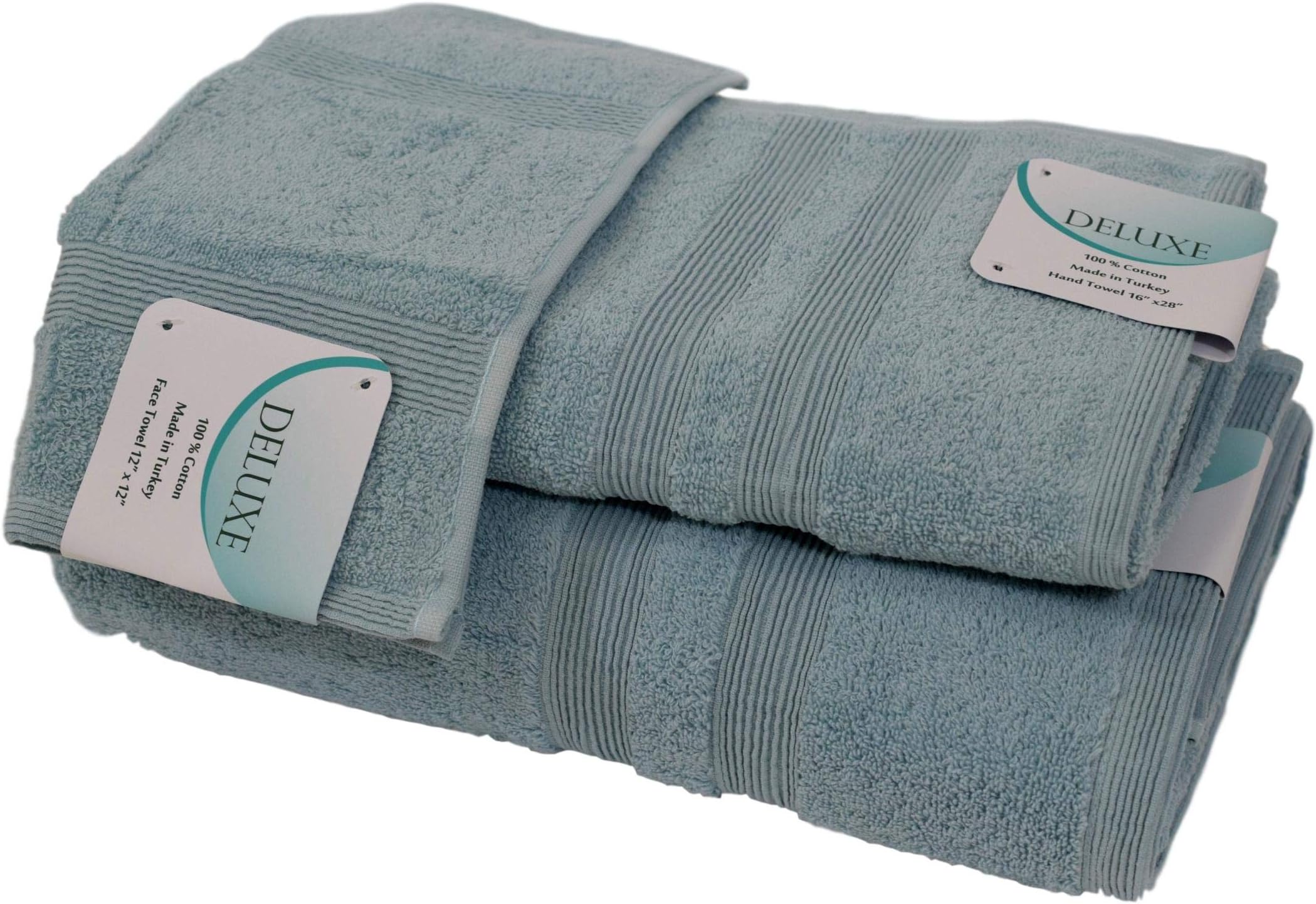 Turquoise Textile 100% Turkish Cotton 3 Pack Towel Set 1 Bath Towel 1 Hand Towel 1 Washcloth, Sterling Blue