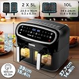 Duronic AF34 BK Hot Air Fryer 3-Drawer XXL 10L 2x5L Dual Zone view 2