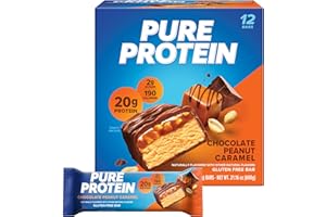 Pure Protein Bars, High Protein, Nutritious Snacks to Support Energy, Low Sugar, Gluten Free, Chocolate Peanut Caramel, 1.76oz, 12 Count (Pack of 1) (Packaging May Vary)