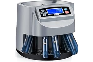 HANDNAM Coin Counter Machine, Electric Coin Sorter Sort 270 Coins/Minute, USD Change Counter Machine,500 Coins Capacity Automatic Coin Sorter and Wrapper Machine, Coin Counting Roller Machine with LCD Display