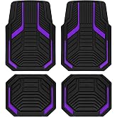 PIC AUTO Heavy Duty Rubber Floor Mats, Purple Aluminum Film Car Mats Set, Front and Rear Car Mats with Anti-Slip Backing, All Weather Protection, Trim-to-Fit for Automotive SUV, Sedan, Van