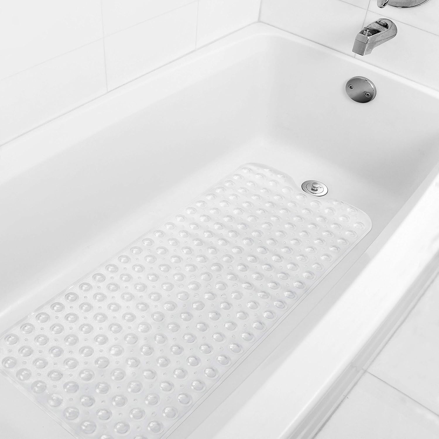 Sierra Concepts 2-Pack Bath, Shower, Tub Mat Clear (39x16) Non Slip, Mildew Resistant, Machine Washable, Antibacterial, BPA, Phthalate Free, Bathtub Mats - Drain Holes, Suction Cups, XL Rectangle Size: Home & Kitchen