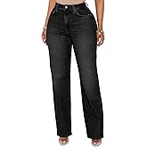 BessCops Straight Leg Jeans for Women High Waisted Wide Leg Stretchy Loose Denim Pants