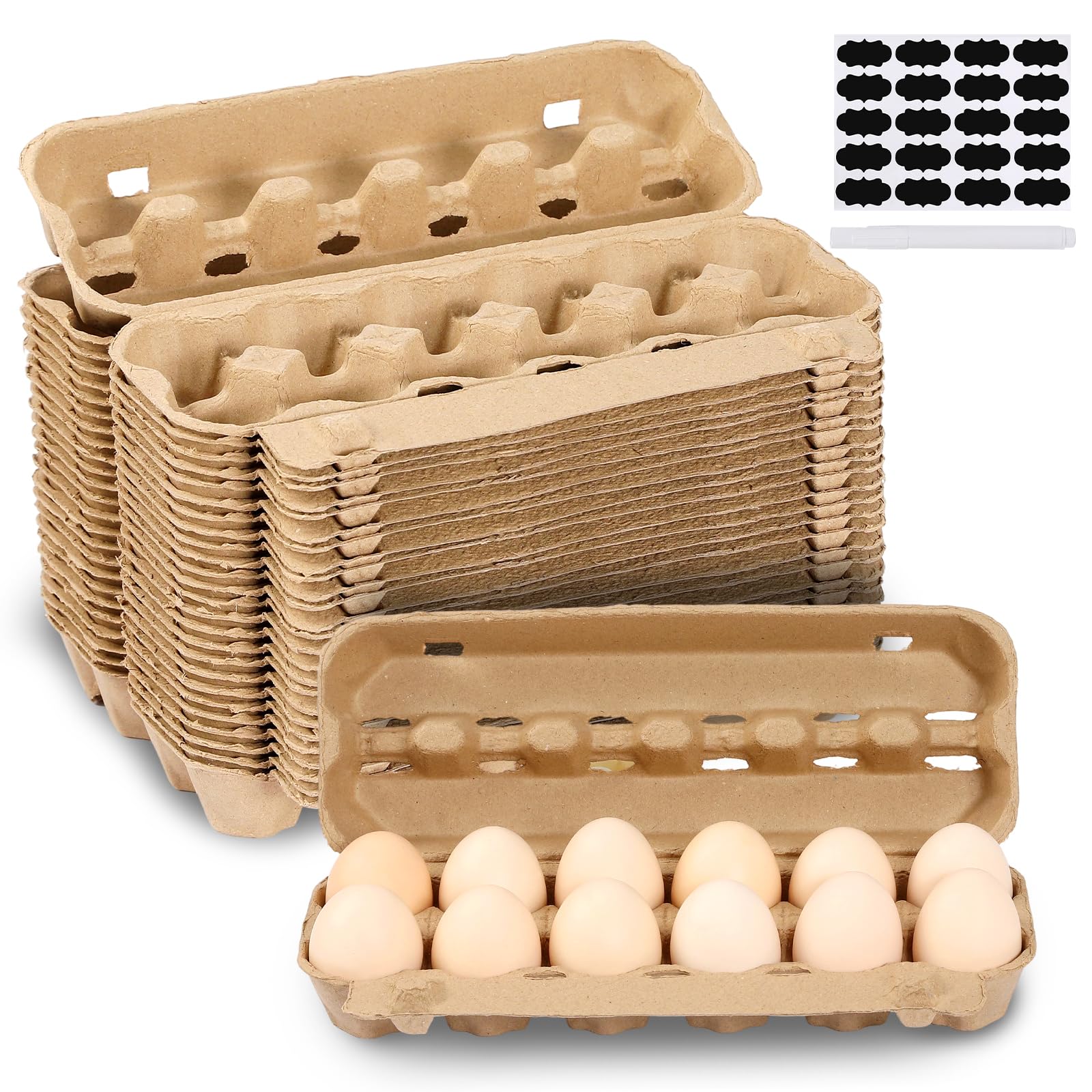 Photo 1 of AEIMIJPQ 25-Pack Empty Egg Cartons 12 Count,Natural Paper Pulp Egg Cartons Bulk for Fresh Eggs Storage,Reusable Cardboard Eggs Holder for Farm, Kitchen, Organizing & Transport