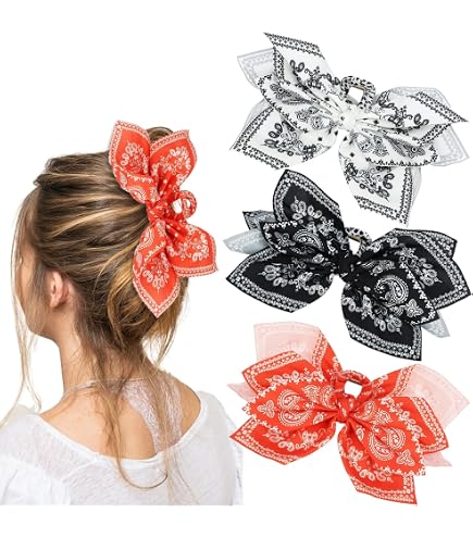 Amazon.com: 3 PACK Large Bow Western Hair Claw Clips,Boho  display picture 1