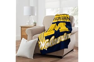 NORTHWEST Michigan Wolverines 46" x 60" NCAA Officially Licensed Throw Blanket – Super Soft Lightweight Fleece Blanket for Game Day, Dorms, Couch, Travel & Tailgating Comfort