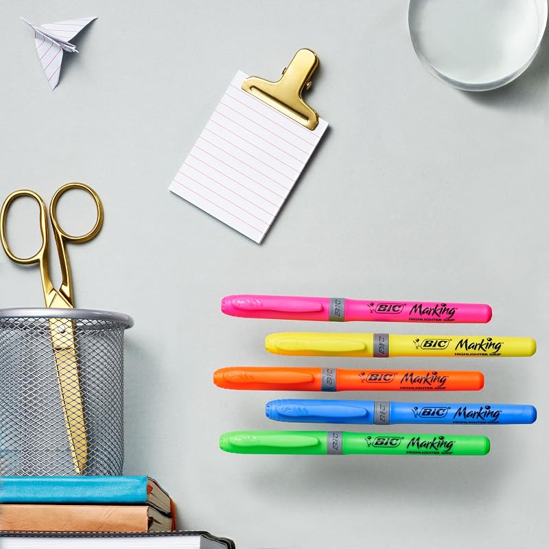 Evidenziatori Highlighter Grip, perfetti per l'aula o l'ufficio, colori assortiti, confezione da 24