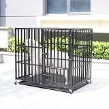 BingoPaw 42 Inch Heavy Duty Dog Crate on Wheels with 3 Doors, Square Tube view 9