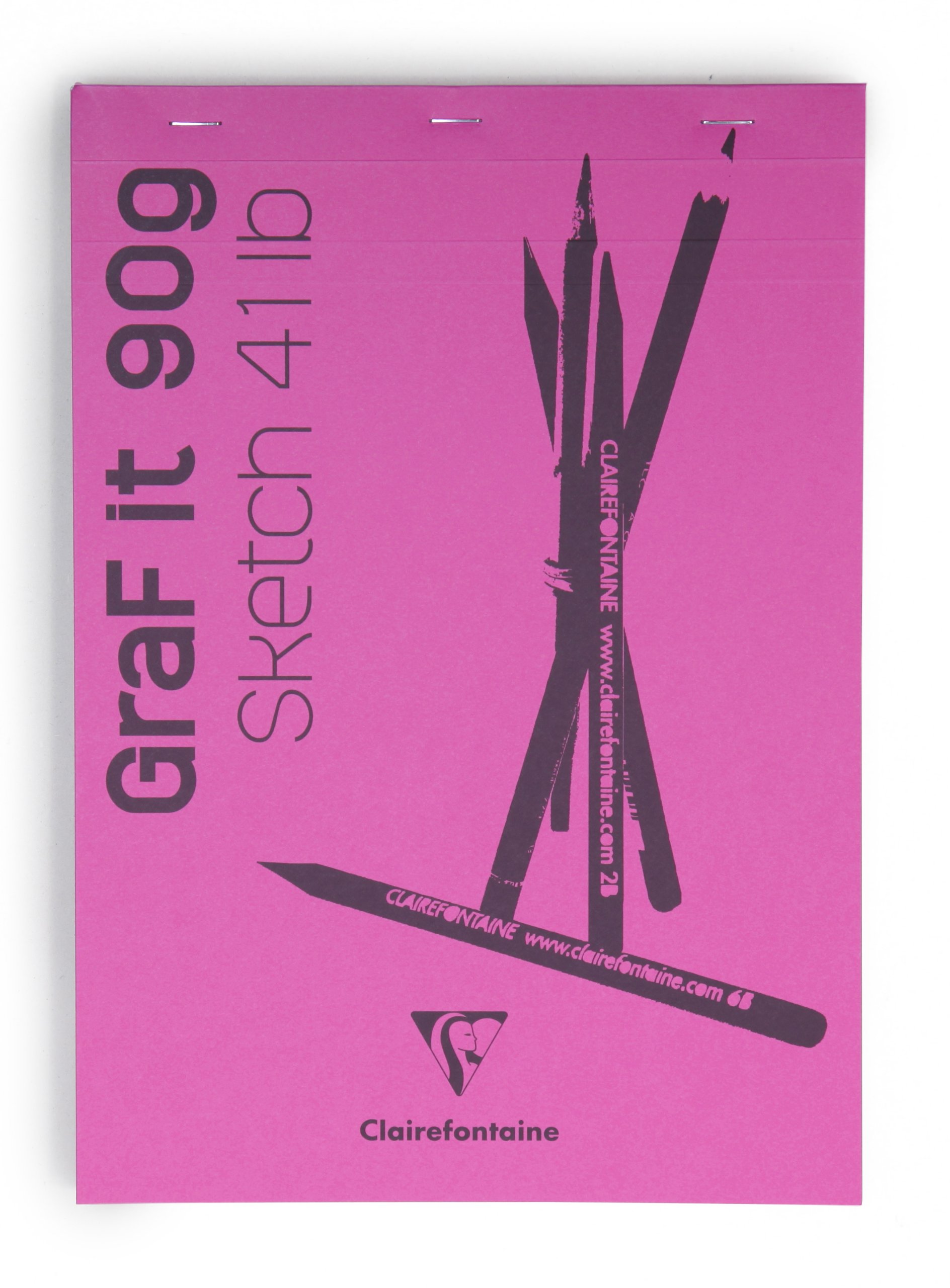 Clairefontaine - Ref 96680C - Graf It White Glued Sketch Pad (80 Sheets) - A4 Size, 90gsm Drawing Paper, Pink Cover, Microperforated Sheets, Top Glued