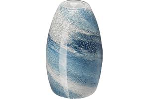 KARYFINE Oval Glass Pendant Lamp Shade - Grey Blue Art Glass Light Covers for Kitchen Island Pendant Light Fixtures Replacement