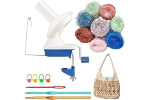 AOUXSEEM Manual Weaving Ball Winder for Bundles Wool Yarn Cake Making, Come with 10oz Assorted Novelty Yarn Skeins, Handy Spinner for Crochet Knitting Lovers Mix Fantastic Fiber Thread